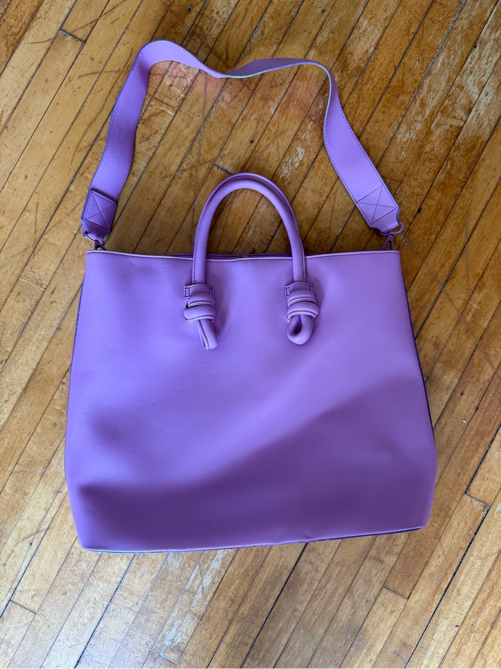 Create and Cultivate Purple Structured Tote Bag with Detachable Strap